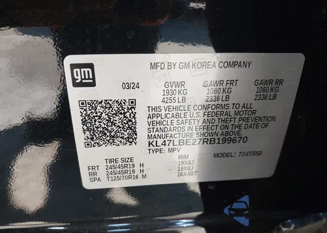 2024 Buick Envista Sport Touring Fwd из США, поврежденный, VIN KL47LBE27RB199670